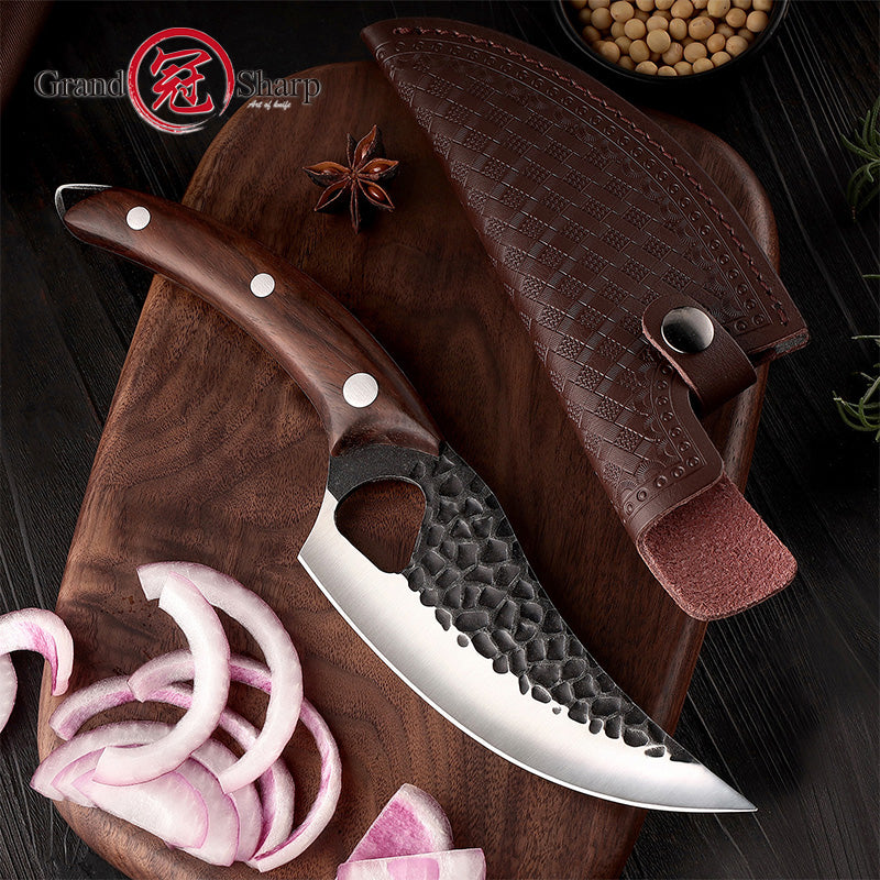 6 Inch Boning Knife Stainless Steel Cleaver Handmade Kitchen Knife Forged Steel Serbian Chef Knife Outdoor Knife Tool GRANDSHARP