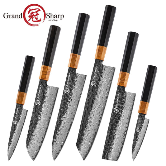Grandsharp Kitchen Chef Knife Sets 67 Layers Damascus Steel Chef Kiritsuke Santoku Cooking Damascus Knives &Wood Handle