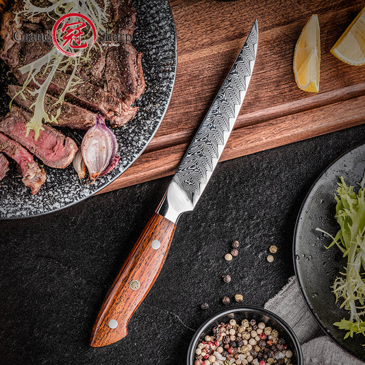 5 Inch AUS10 Super Steel 67 Layer High Carbon Damascus Chef Steel Steak Knife Dinner Table Knife Africa Rosewood Handle