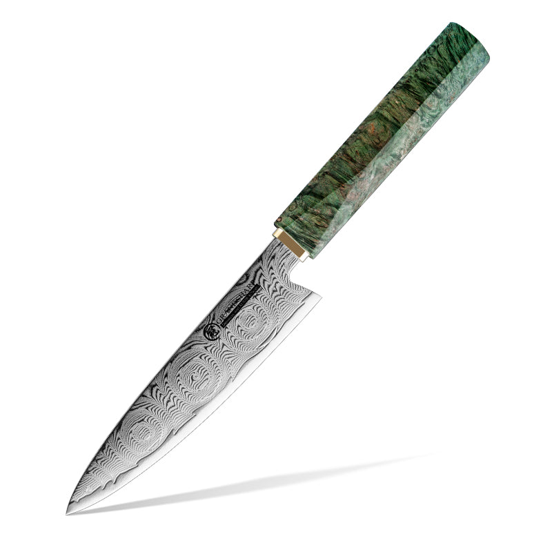 Grandsharp 5.6" Utility Knife 67 Layers Damascus 10cr15CoMov Steel Sharp Kitchen Household Knife with Solidified Wood Handle
