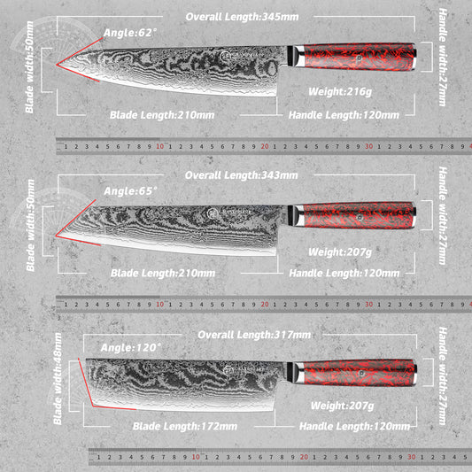 Grandsharp S35VN Damascus Kitchen Chef Knife Set