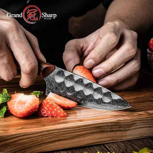 Grandsharp Kitchen 4 Inch Paring Damascus Steel Knife with Africa Rose Wood Handle