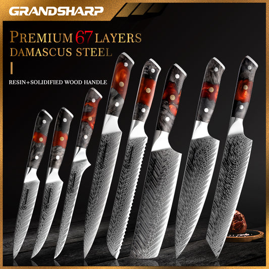 Real Damascus Chef Knives Japanese Kitchen Knives AUS-10 Damascus Steel Boning Utility Butcher Tools Fish Meat Slicer