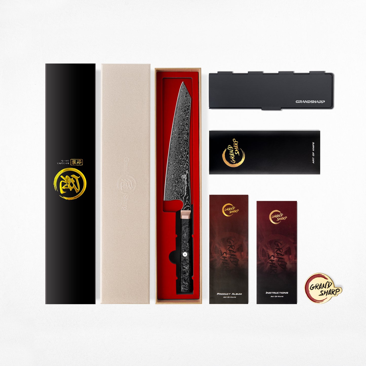 Grandsharp Black Damascus Kiritsuke Knife