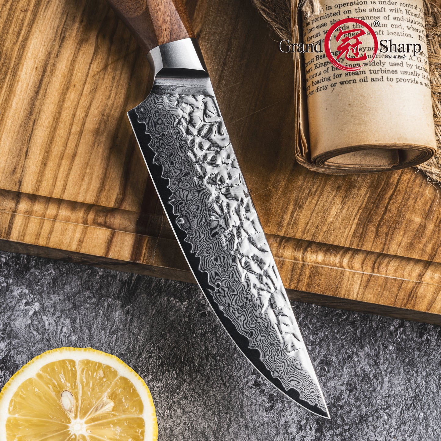 Grandsharp 67 Layers Damascus Steel Japanese Steak Knife High Quality Aus10 Core Steak Meat Knives with Africa Rose Wood Handle
