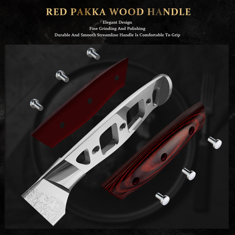 Grandsharp 5 Pcs Chef Knife Set Japanese Damascus Steel Santoku Utility Cleaver Kitchen Tools Meat Fish Vegetables Pakka Wood