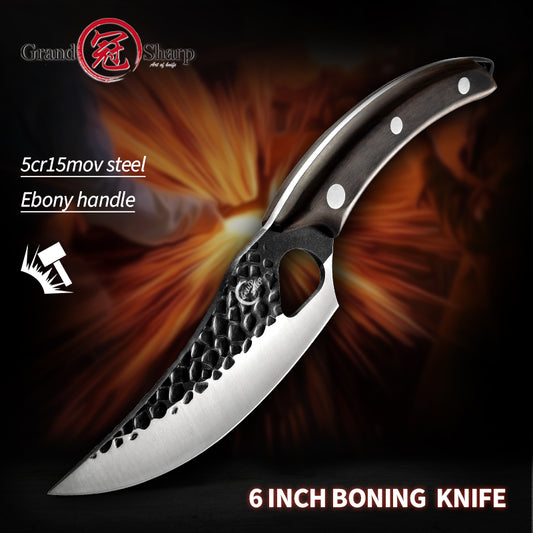 6 Inch Boning Knife Stainless Steel Cleaver Handmade Kitchen Knife Forged Steel Serbian Chef Knife Outdoor Knife Tool GRANDSHARP
