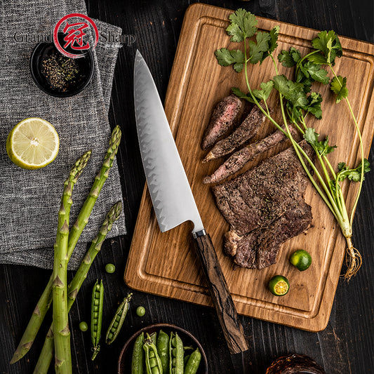 Grandsharp Handmade 5 Layers Clad High Carbon Stainless Steel Kitchen Chef Knife Forged Knives Ciricote Wood Handle