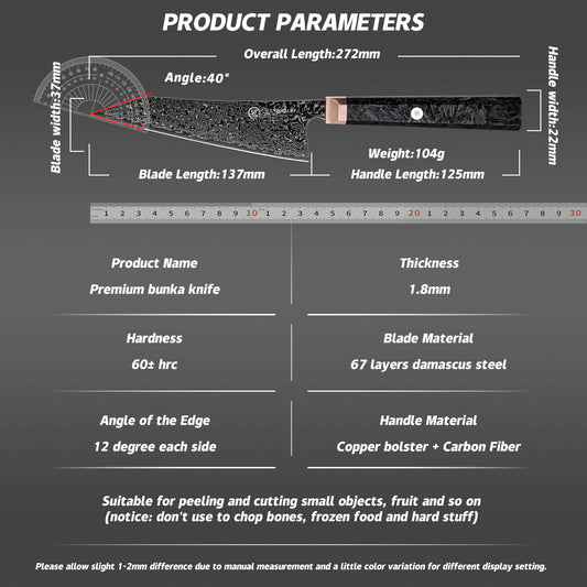 Grandsharp Black Damascus Utility Garasuki Knife