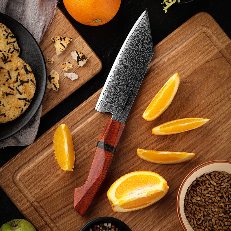 Grandsharp Professional 5.5 Inch Bunka knife Damascus 67 Layers 10Cr15C0Mov Steel Kitchen Knives For Cutting Vegetables Fruit