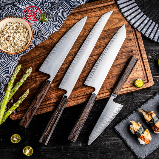 Grandsharp 1-3Pcs Japanese Chef Knife Set Hand-Forging 5 Layers Clad Steel Ciricote Wood Handle Used For Sashimi Sushi Raw Fish