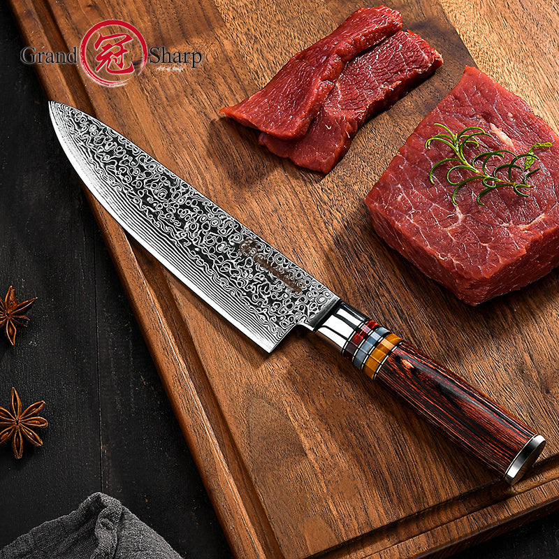 Grandsharp Custom Damascus Steel Chef Gyuto Knife
