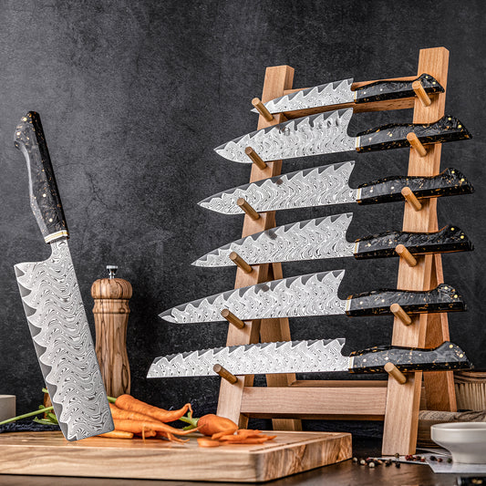 Grandsharp 1-7pcs Kitchen Knives Set 67 Layers Damascus Steel AUS-10 High Carbon Steel 60±2HRC with Carbon Fiber Handle for Cooking Vegetable Fruit
