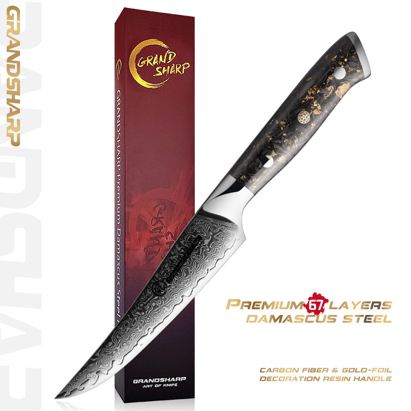 Grandsharp 10Cr15CoMoV Damascus Full Tang Steak Knife