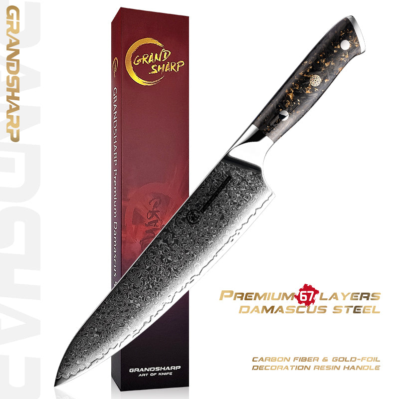 Grandsharp 10Cr15CoMoV Damascus Full Tang Chef Knife