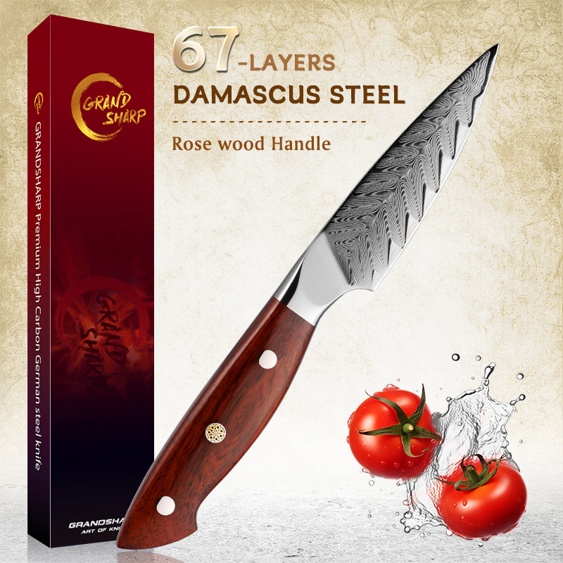 Grandsharp 5pcs Kitchen Knife Set Damascus Steel Knives High Carbon AUS10 Ultra Sharp Chef Knife Set