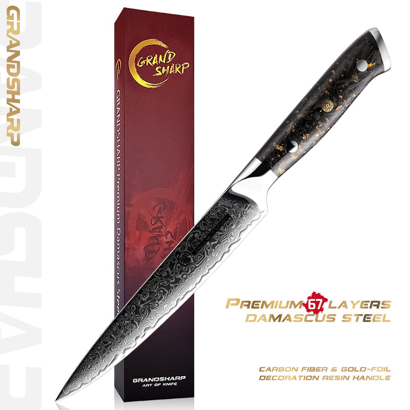Grandsharp 10Cr15CoMoV Damascus Full Tang Utility Knife