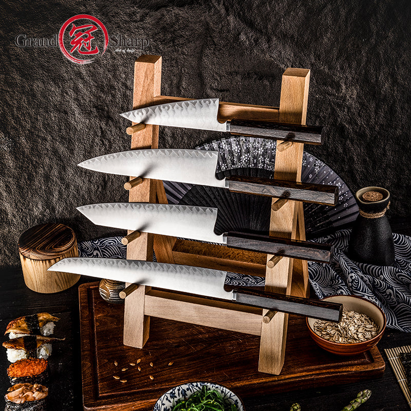 Grandsharp 1-3Pcs Japanese Chef Knife Set Hand-Forging 5 Layers Clad Steel Ciricote Wood Handle Used For Sashimi Sushi Raw Fish