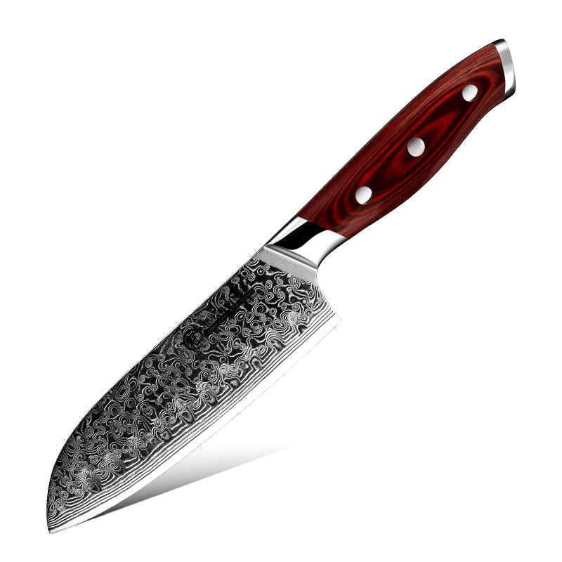 Grandsharp 5 Pcs Chef Knife Set Japanese Damascus Steel Santoku Utility Cleaver Kitchen Tools Meat Fish Vegetables Pakka Wood