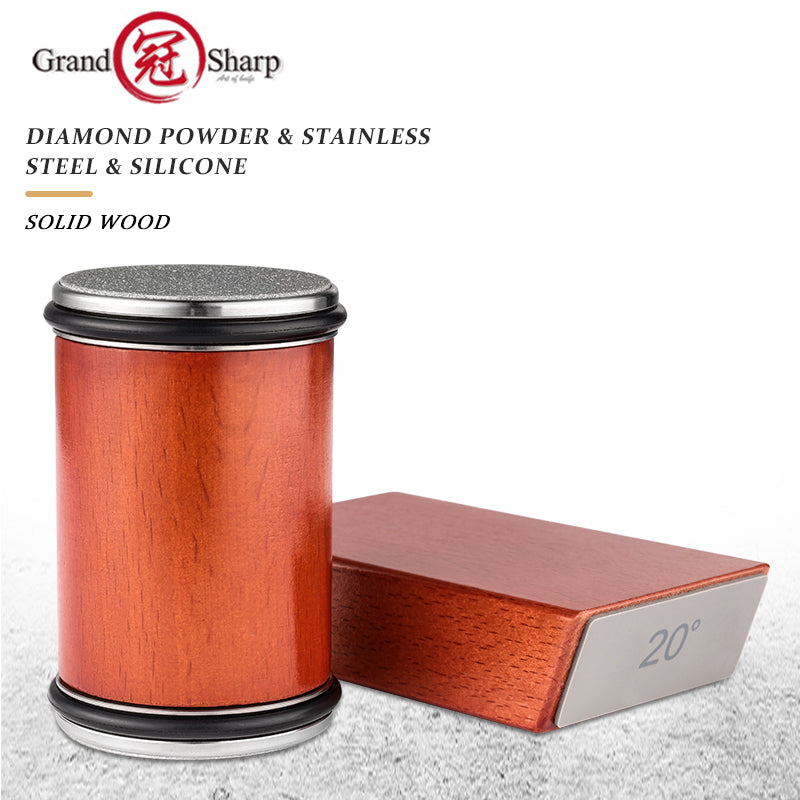 Grandsharp 15 and 20 Degrees Rolling knife sharpener set Sharpening Stone Kit with Angle Roller Kitchen Accessory 360#/600#