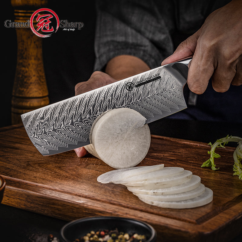 6.7 Inch Nakiri Knife 67 Layer High Carbon AUS10 Damascus Steel Kitchen Chef Nakiri Knives with Africa Rosewood Handle