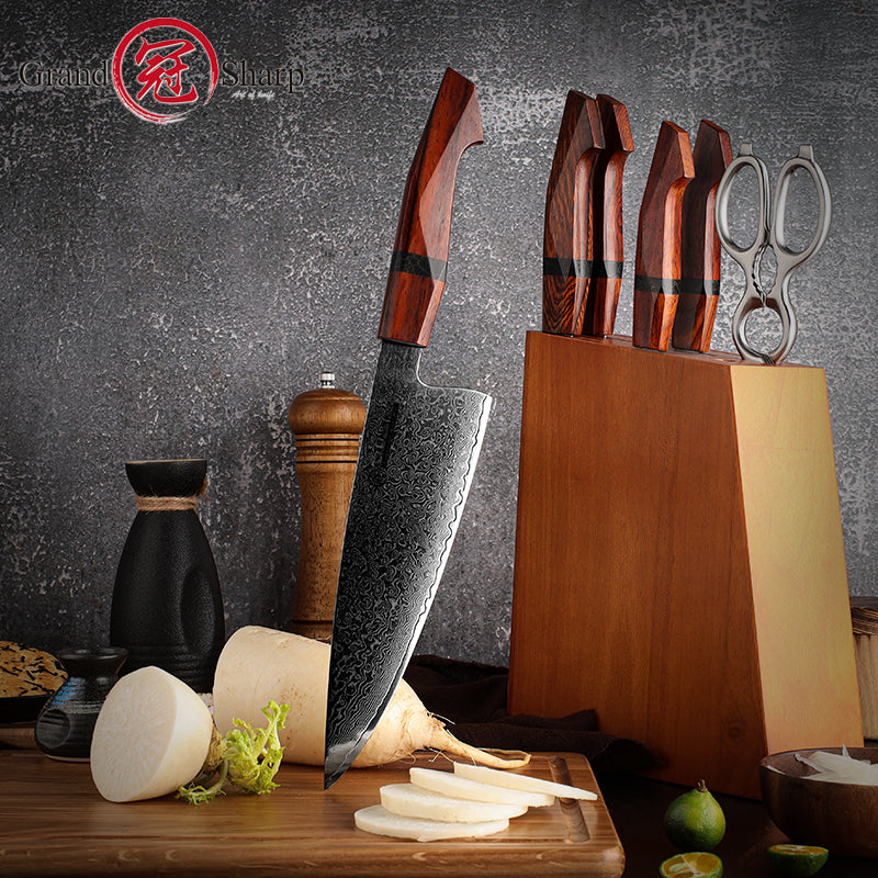Grandsharp Handmade Damascus Fat Gyuto Chef Knife