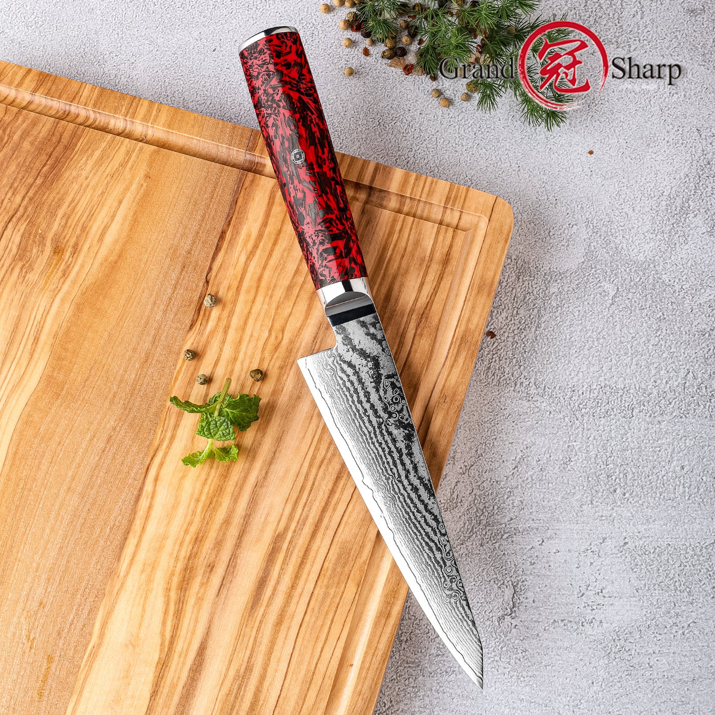 Grandsharp S35VN Damascus Garasuki Boning Knife