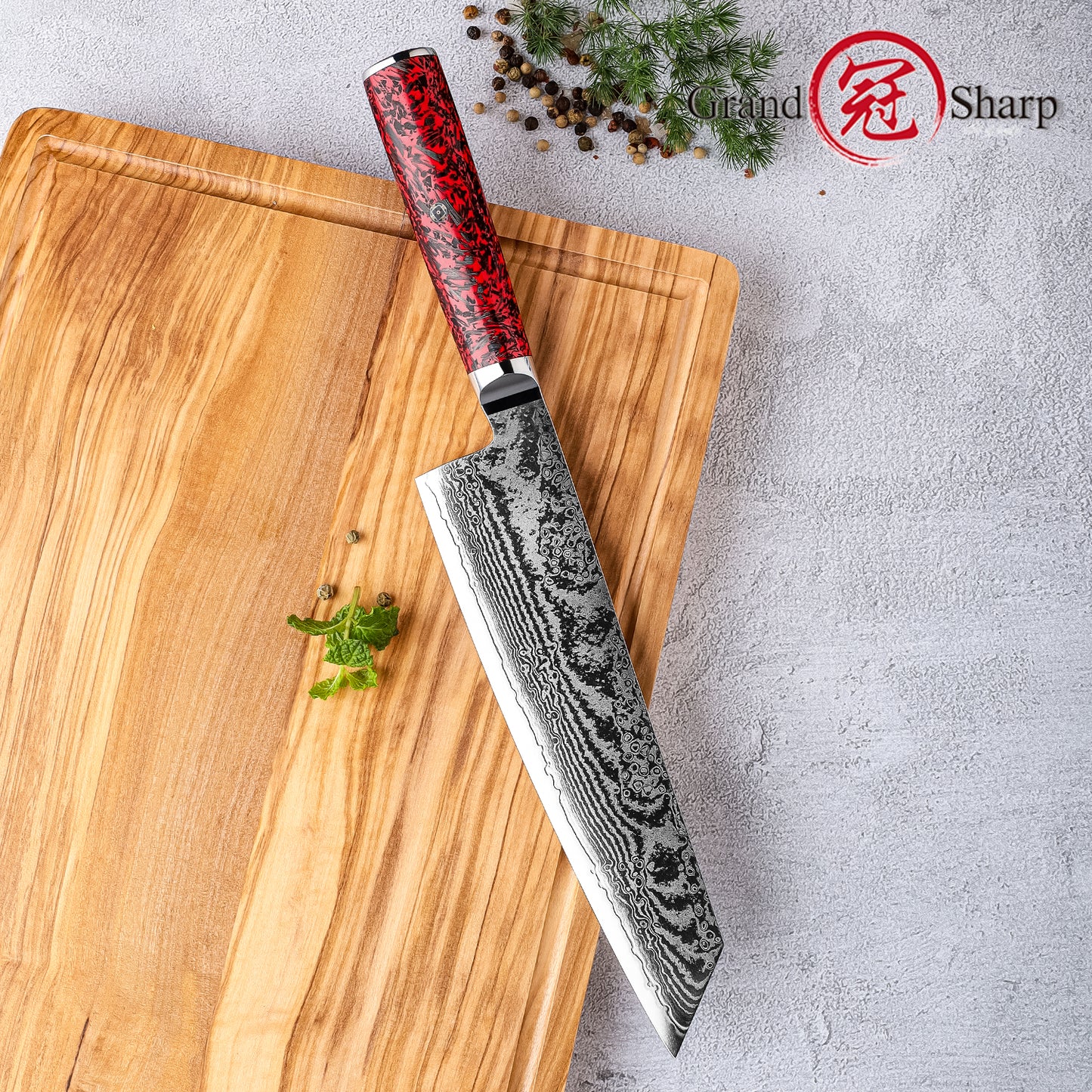 Grandsharp S35VN Damascus Kiritsuke Knife