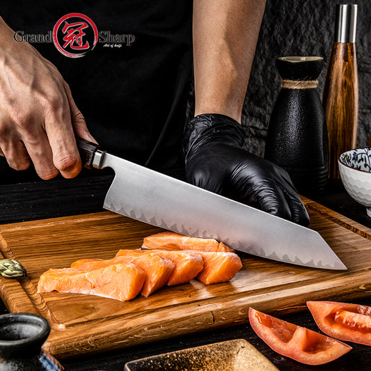 Grandsharp Handmade 5 Layers Clad High Carbon Stainless Steel Kitchen Chef Kiritsuke Knife with Ciricote Wood Handle