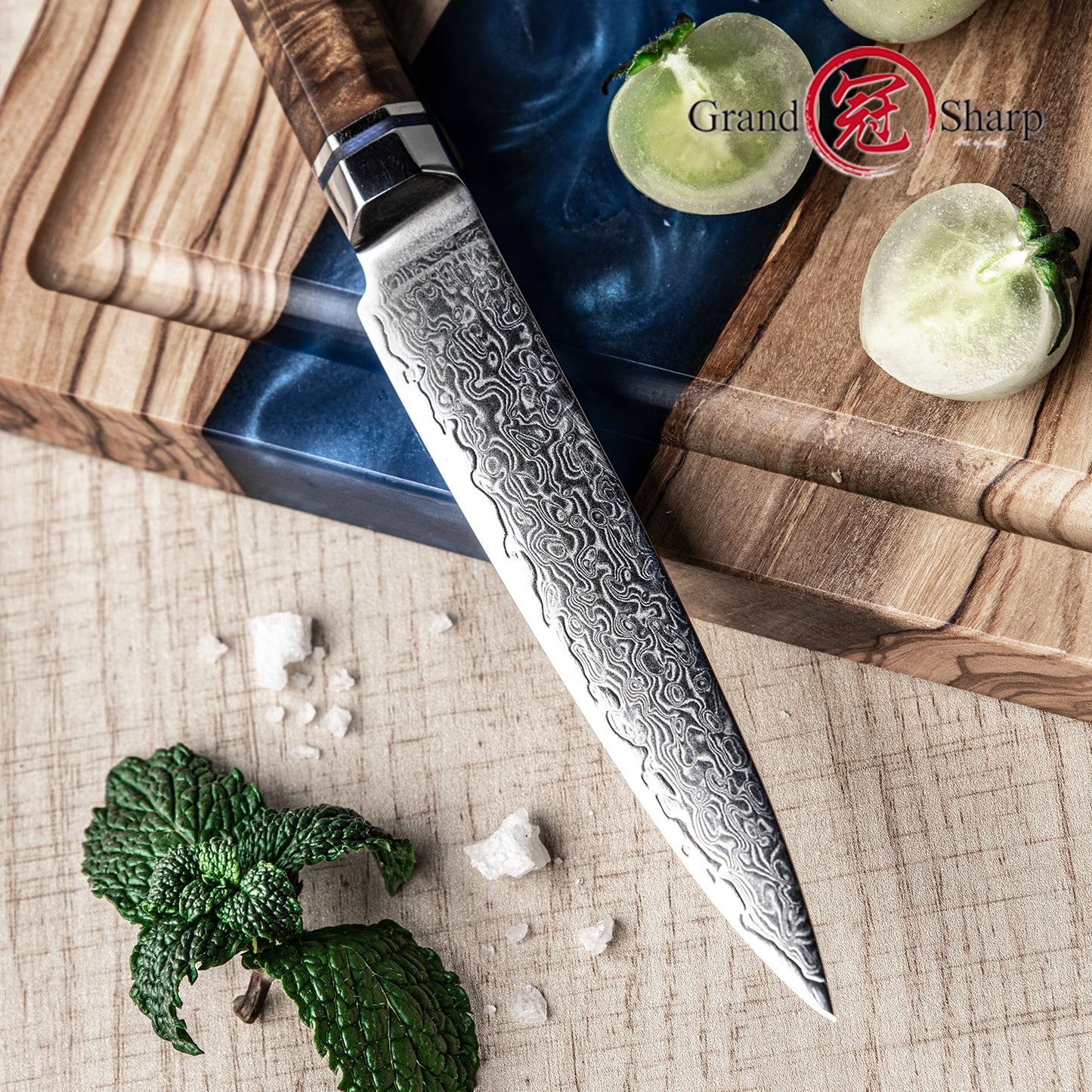 4.3'' Multi-purpose Utility Kitchen Knives Professional Damascus Carbon Steel 10CR15MOV Kitchen Paring Knife Cookware