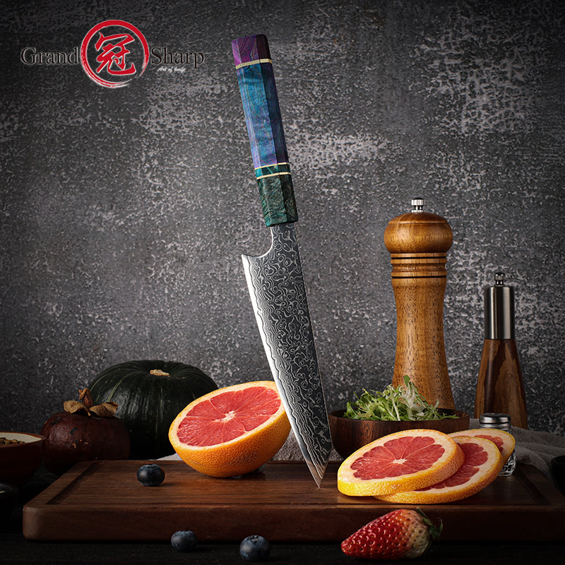 6.5INCH 67 Layers Damascus Steel Kitchen Chef Kiritsuke Knife 10CR15MOV Blade Kitchen Knives with Octagonal Wood Handle