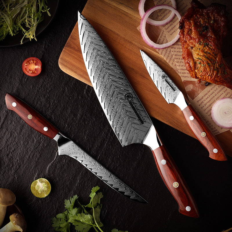 Grandsharp 5Pcs Professional Kitchen Knife Set AUS-10 Japanese Damascus Chef Paring Boning Knives Meat Slicer Fruit Cutting Tool