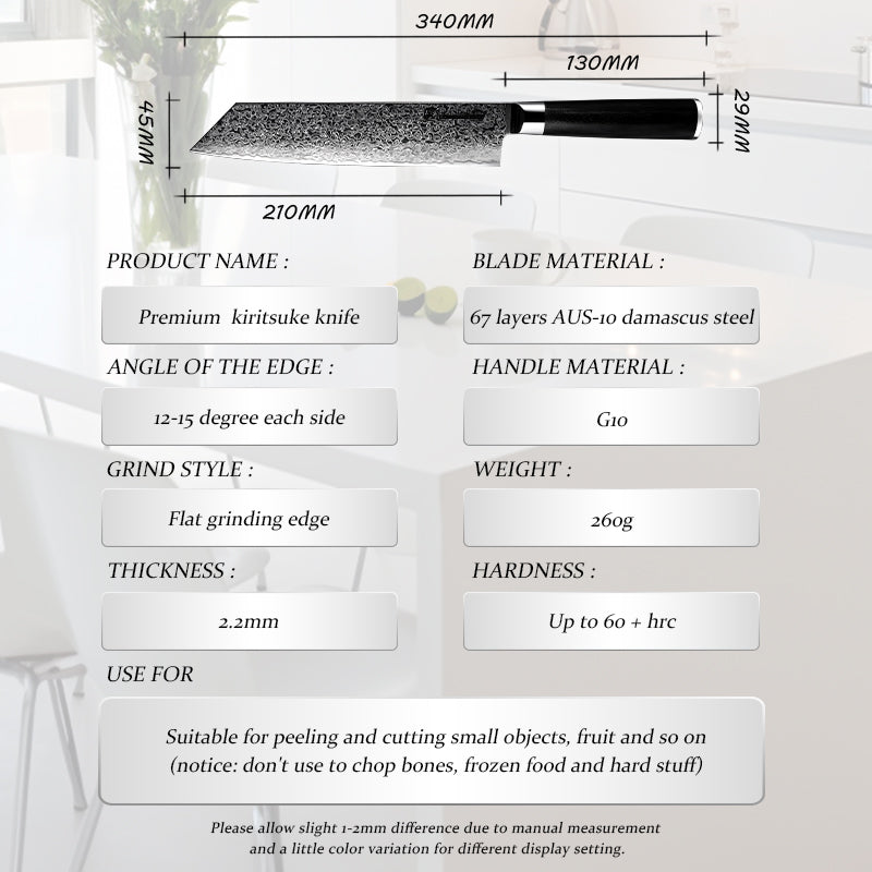 Grandsharp 8 Inch Kitchen Chef Knife Damascus Steel Japanese Kitchen Knives AUS-10 Japanese Stainless Steel Chef Knife Cooking