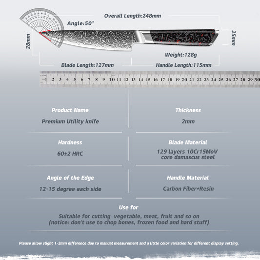 Grandsharp New 129 Layers 10Cr15CoMoV Damascus Utility Knife