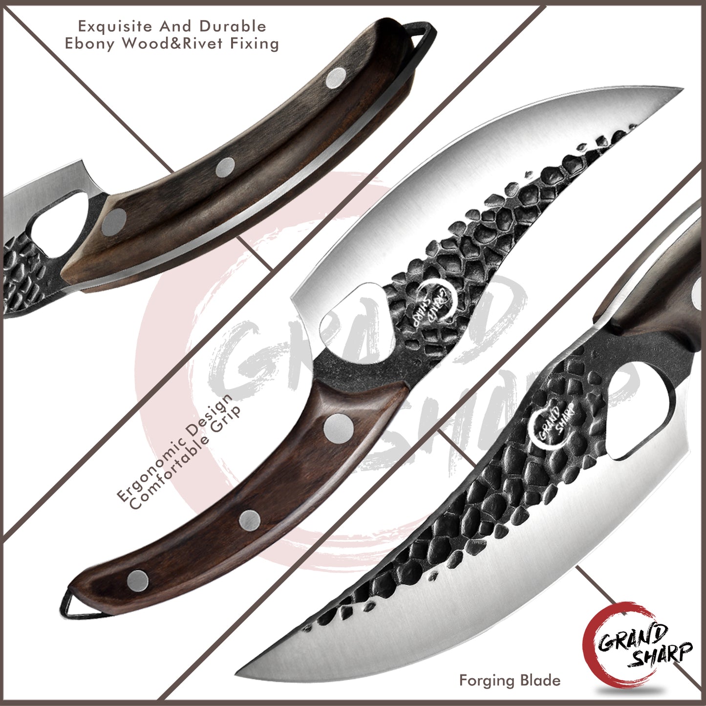 6 Inch Boning Knife Stainless Steel Cleaver Handmade Kitchen Knife Forged Steel Serbian Chef Knife Outdoor Knife Tool GRANDSHARP