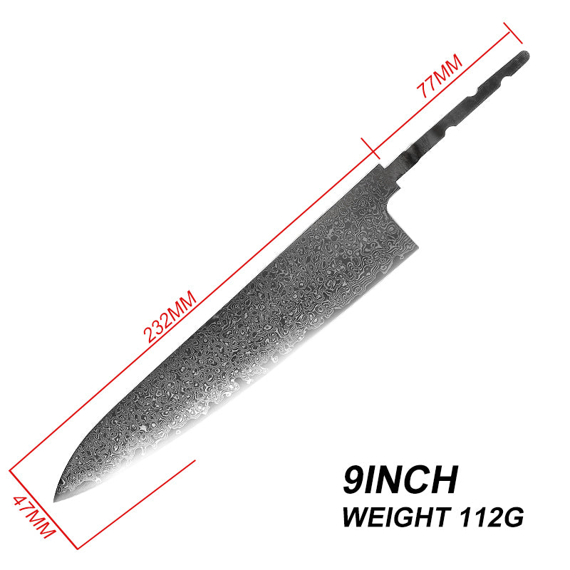 Grandsharp Knife Blank Blade DIY Kitchen Knife 67 Layers Damascus Steel VG10 Razor Sharp Tools High Hardness Chef Cooking Tool