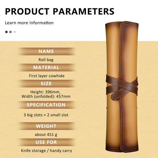 Grandsharp Portable Knife Roll Bag For Pro Chef Knife