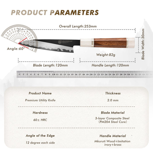 Grandsharp PM204 / M390 San Mai Steel Premium Utility Knife