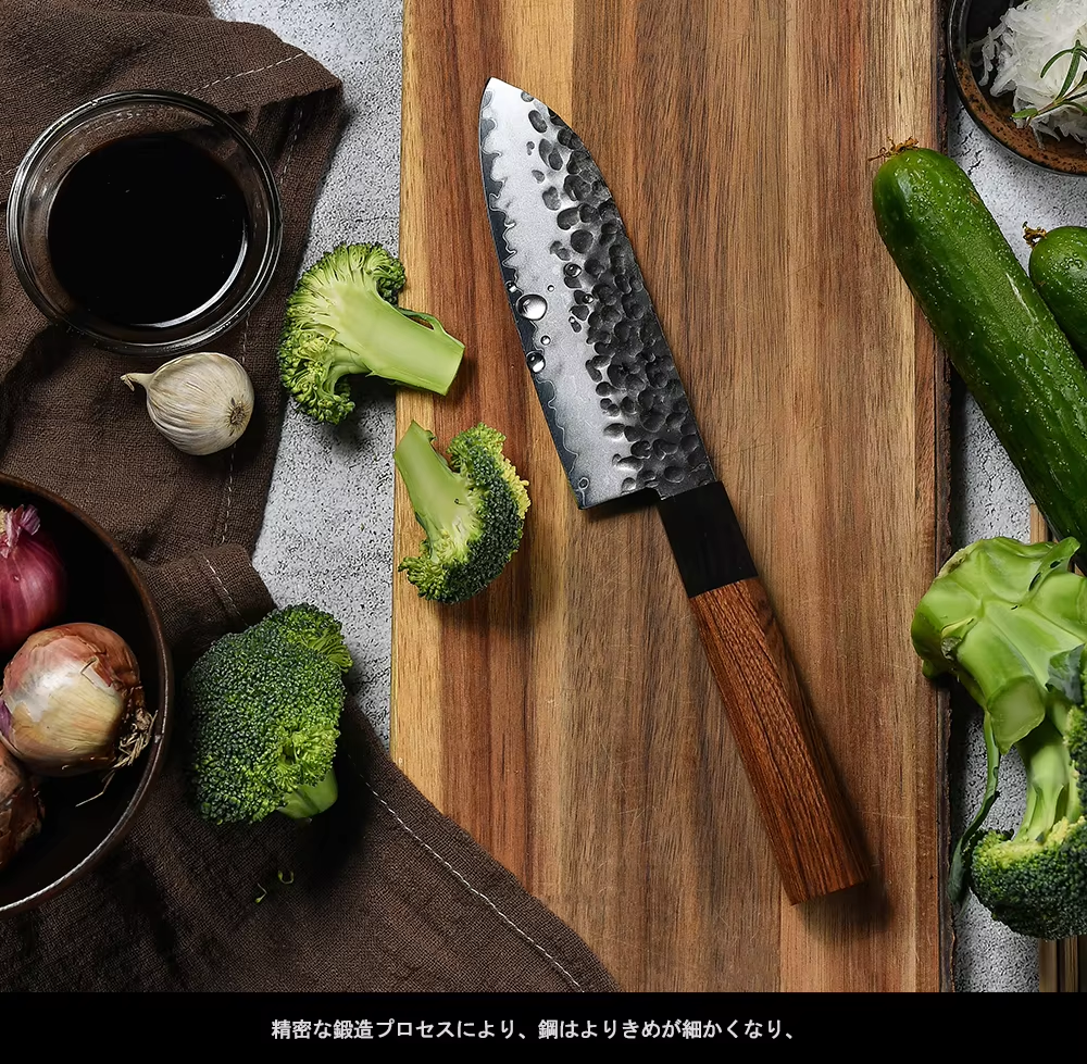 Hot Selling Natural African Mkuruti Wood Handle Forged AUS10 Stainless Steel Petty Santoku Knife