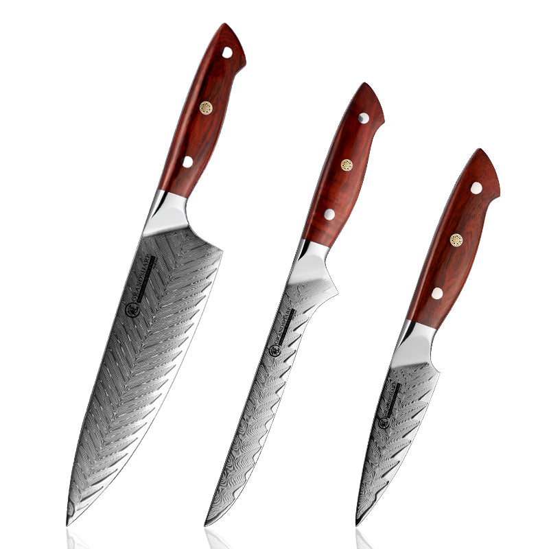 Grandsharp 5Pcs Professional Kitchen Knife Set AUS-10 Japanese Damascus Chef Paring Boning Knives Meat Slicer Fruit Cutting Tool