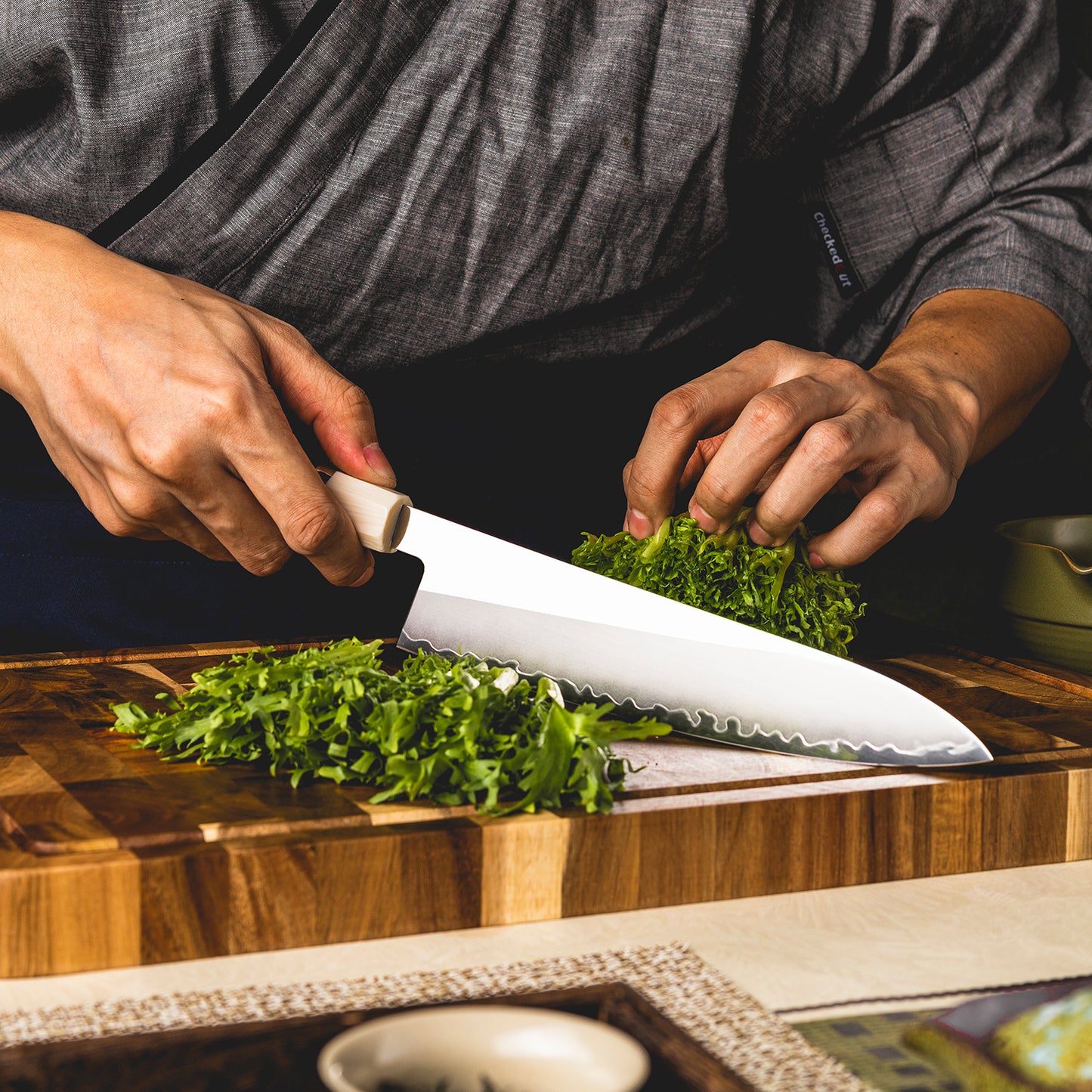Grandsharp 8 Inch Kitchen Chef Knife PM204/Chinese Version of M390 Powder Steel Chef Knives Mkuruti Wood &Imitation Ivory Handle