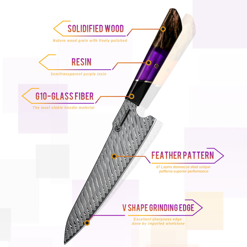 67 Layers Damascus Stainless Steel Japanese Chef Kitchen Knives Nakiri Santoku Knife Meat Slicer Vegetables Cutter