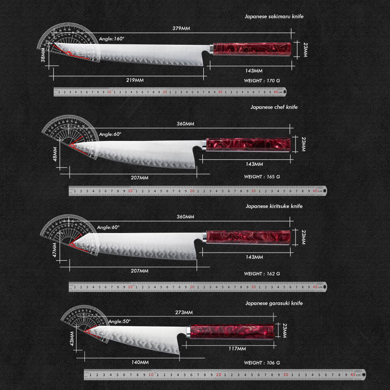 Grandsharp 1-4Pcs Sushi Knife Japanese 5 Layers Clad Steel Hand-Forging Kitchen knives Set Used For Sashimi Sushi Raw Fish