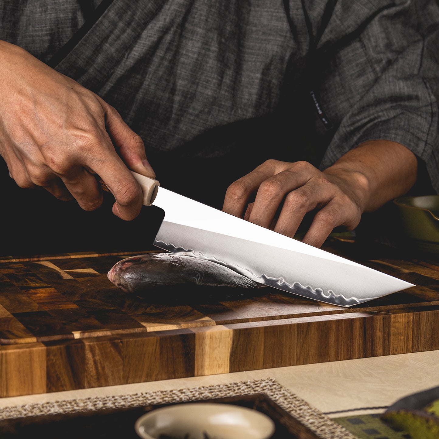 Grandsharp Kitchen Sakimaru 8 Inch Knife 3 Layers PM204/Chinese Version of M390 Steel Knives Mkuruti Wood&Imitation Ivory Handle