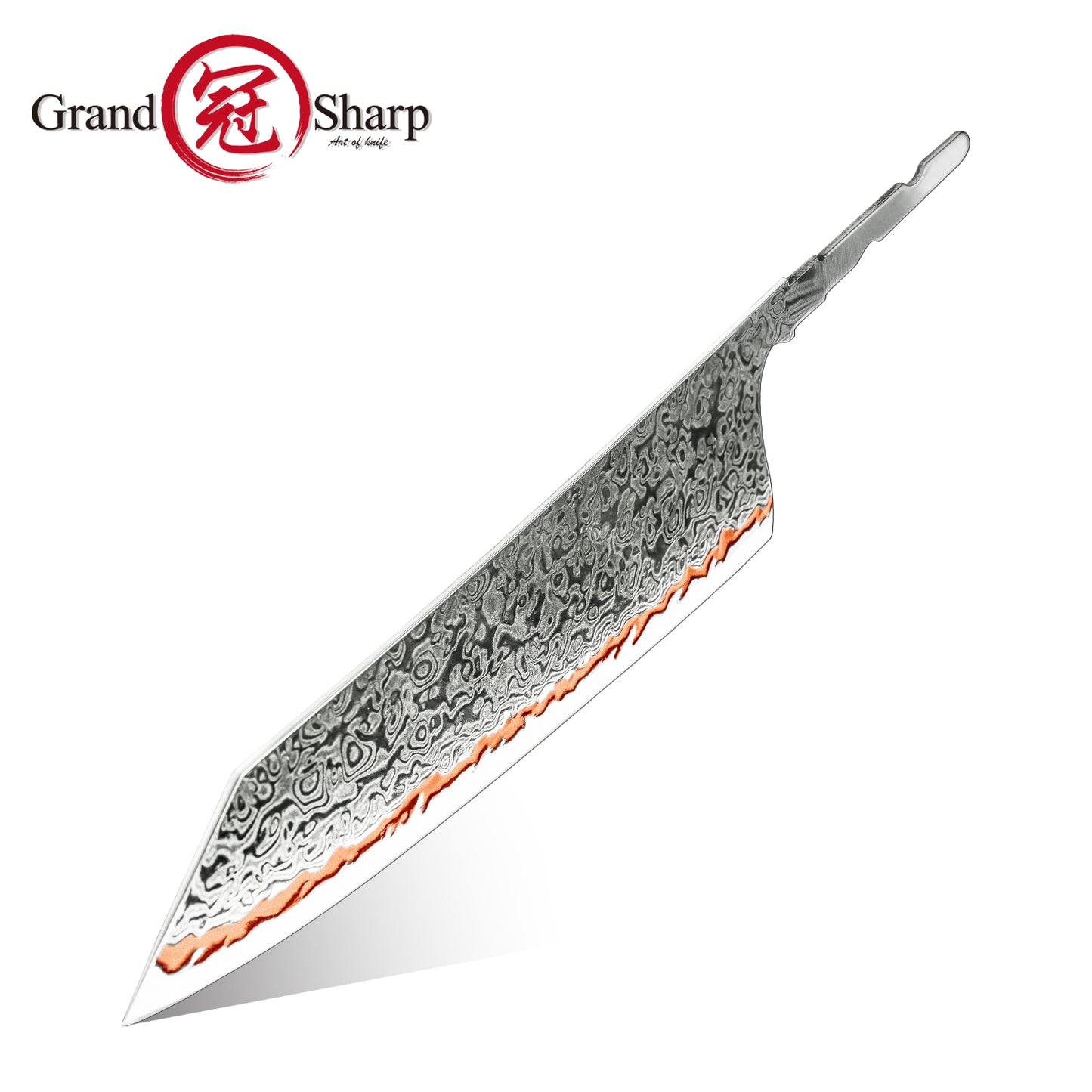 Grandsharp DIY Knife Blade Kiritsuke Knife Blank Blade 55 Layers Copper Damascus Steel Chef Santoku Meat Food Cutter