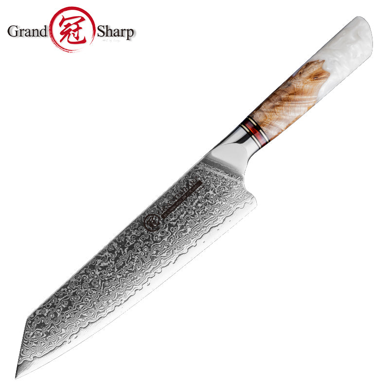 Grandsharp Professional 8 Inch Kiritsuke Knife 10Cr15C0Mov 67 Layers Damascus Kitchen Knives Cleaver Santoku Cooking Tools