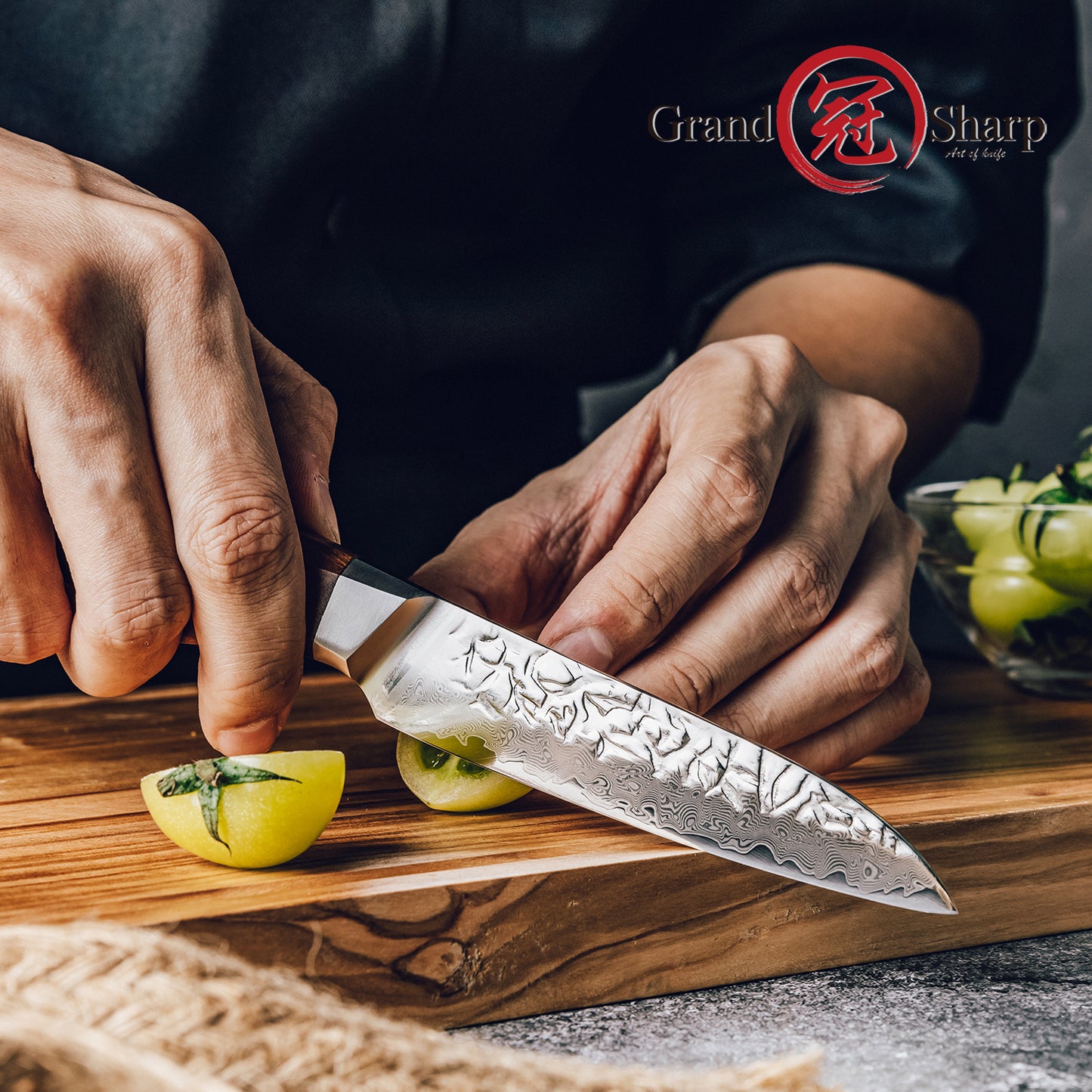 Grandsharp High Quality Kitchen 4 Inch Paring Knife Damascus 67 Layers AUS10 Steel Paring Knife with Africa Rose Wood