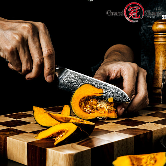 Grandsharp 5''Santoku Knife 67 Layers Damascus Steel 10Cr15C0Mov Kitichen Knives Chef Knife Meat Cooking Tools with Resin Handle