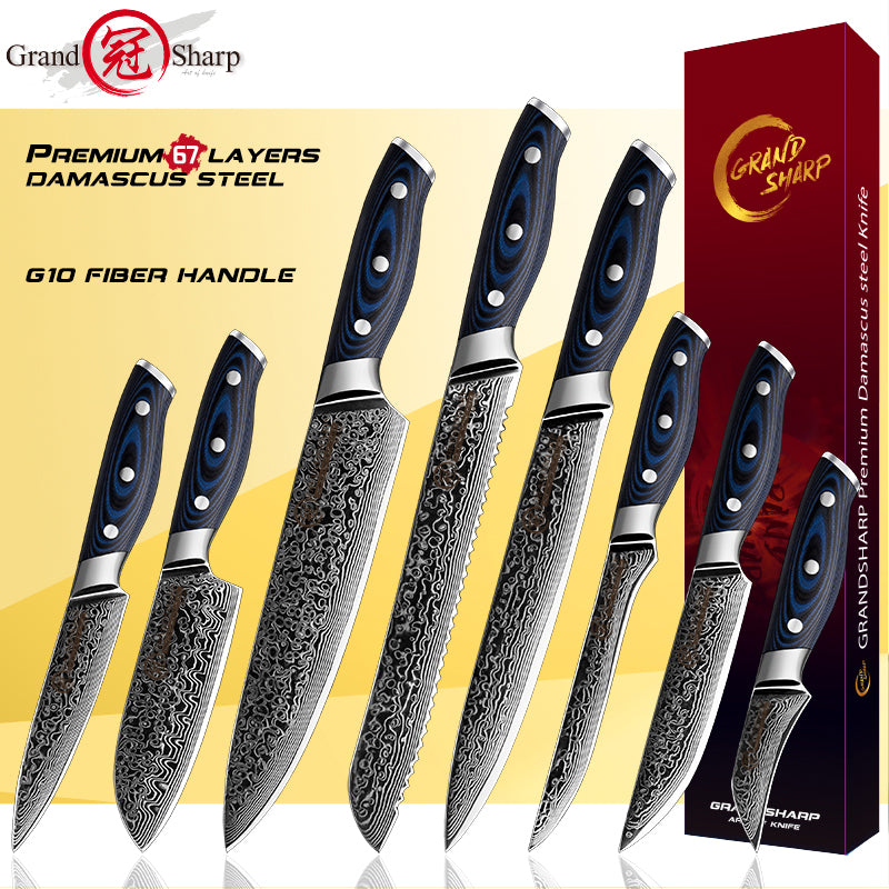 Damascus Kitchen Knives 67 Layers AUS-10 Japanese Steel Chef Santoku Boning Utility Slicing Knives