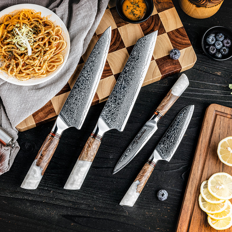 Grandsharp 4Pcs Kitchen Knife Set Damascus Steel 10Cr15C0Mov Steel Vegetables Fruit Slicer kiritsuke Chef Knives Cooking Tools